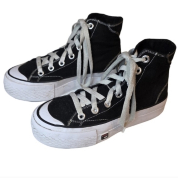 FILA Women's Black High-top Canvas Platform Sneakers - Picture 5 of 16